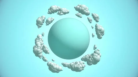 Cartoon planet with flying clouds Stock Footage 58031584