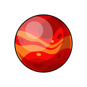 Cartoon planet Mars of solar system in space Stock Illustration