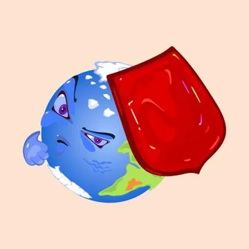 Cartoon planet with shield Stock Illustration