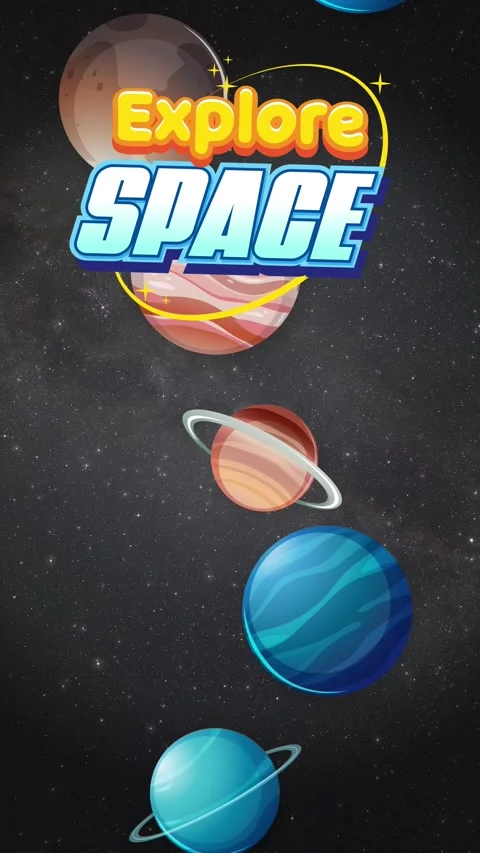 Cartoon Planets and Celestial Objects Falling Through Space Vertical Animation Stock Footage 340760215