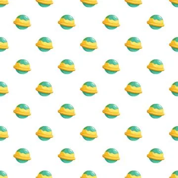 Cartoon planets creating seamless space pattern background Stock Illustration
