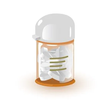 Cartoon plastic jar with capsule Stock Illustration