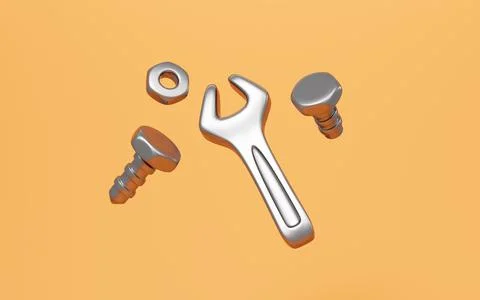Cartoon pliers, screwdriver, spanner, hacksaw and so on repair tool, 3d ren.. Stock Illustration
