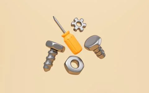 Cartoon pliers, screwdriver, spanner, hacksaw and so on repair tool, 3d ren.. Stock Illustration