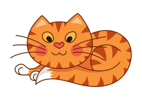 Cartoon plump kitty, vector illustration of red striped cat Stock Illustration
