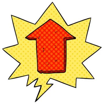 Cartoon pointing arrow and speech bubble in comic book style Illustrazione stock