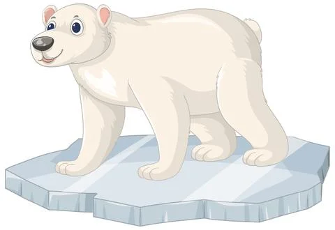 Cartoon Polar Bear Standing on a Floating Ice Floe Vector Illustration Stock Illustration