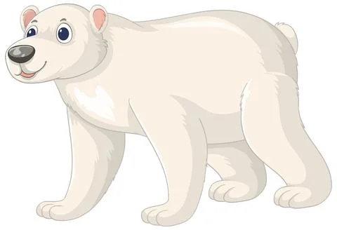 Cartoon Polar Bear Vector Illustration Isolated on White Background 스톡 일러스트