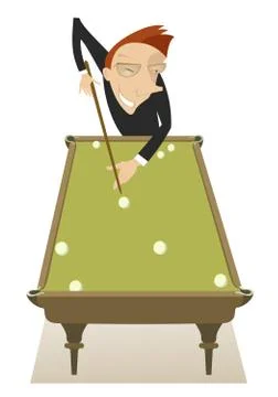 Cartoon pool player isolated Stock Illustration