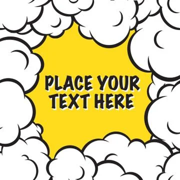 Cartoon pop art clouds frame vector background Illustrazione stock