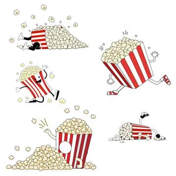 Cartoon Popcorn Characters Stock Illustration