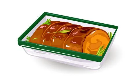 Cartoon pork roll in container Illustrazione stock