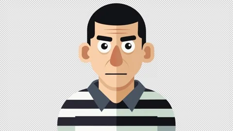 Cartoon portrait of a prisoner. Stock Footage 322599711