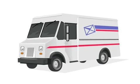Cartoon post delivery van Stock Illustration