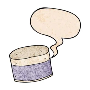 Cartoon pot and speech bubble in retro texture style Stock Illustration