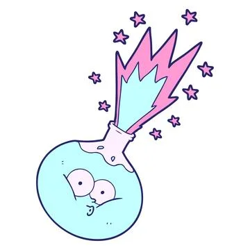 Cartoon potion exploding in bright neon color Stock Illustration