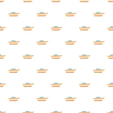 Cartoon powerboat seamless pattern exploring water transportation Stock Illustration