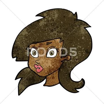 Cartoon pretty surprised woman Stock Illustration