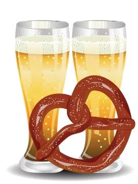 Cartoon Pretzel with Beer Stock Illustration