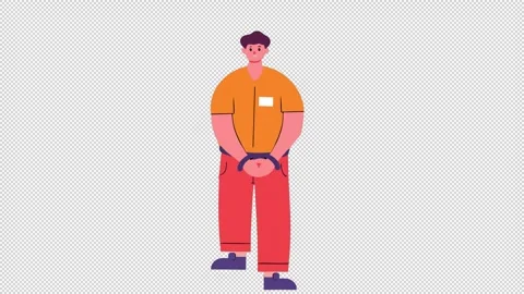 Cartoon Prisoner in Handcuffs Stock Footage 322598458