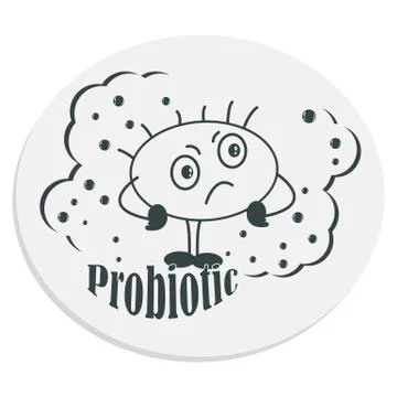 Cartoon probiotic. Vector illustration in the form of a sticker. Stock Illustration