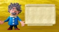 Cartoon professor speak at the board. Gold background. Loop. HD Footage