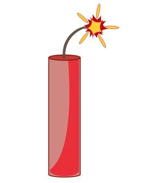 Cartoon of the propellent dynamite with burning wick Illustrazione stock