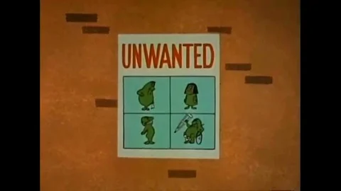 A cartoon PSA urging people to immunize against polio, whooping cough, the flu Stock Footage 118399780