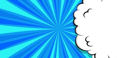 Cartoon puff cloud blue background for text template Stock Illustration