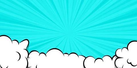 Cartoon puff cloud blue background for text template Stock Illustration