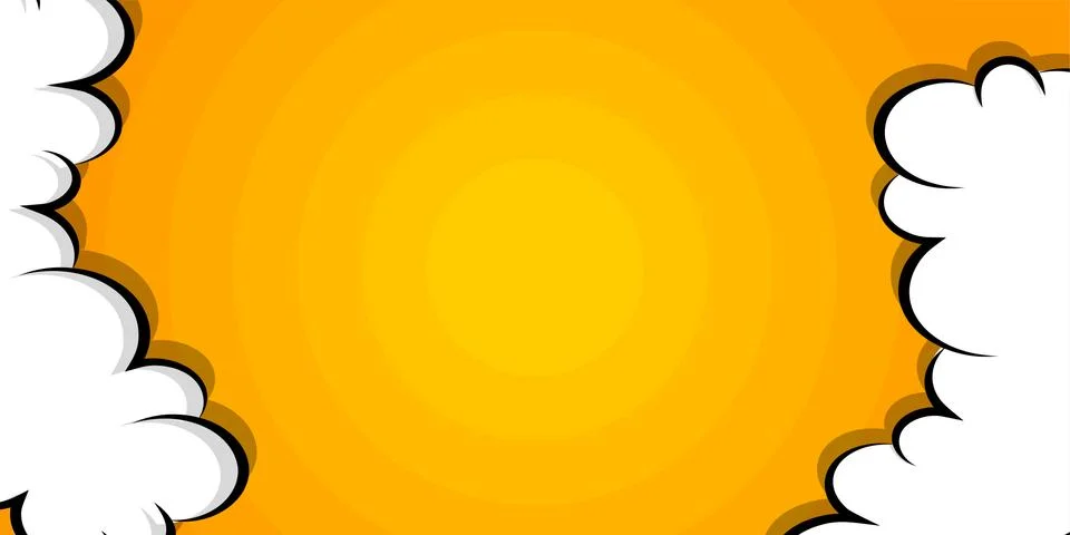 Cartoon puff cloud yellow background for text Stock Illustration