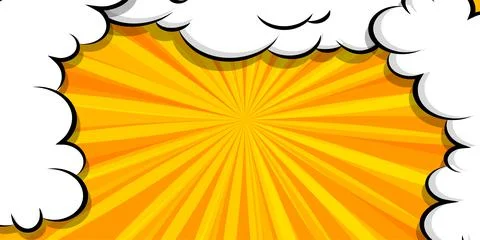 Cartoon puff cloud yellow background for text Stock Illustration