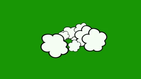 Cartoon puff smoke cloud motion graphic animation on green screen backgroun.. Stock Footage 337817557