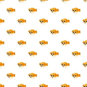 Cartoon puffer fish pattern creating seamless background Stock Illustration