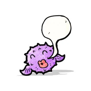 Cartoon puffer fish with speech bubble Stock Illustration