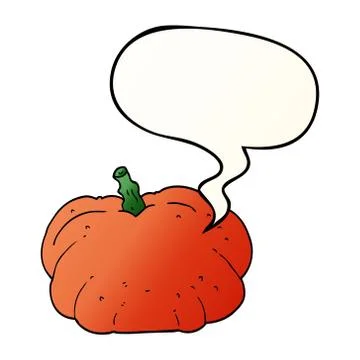Cartoon pumpkin and speech bubble in smooth gradient style Illustrazione stock