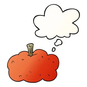 Cartoon pumpkin and thought bubble in smooth gradient style Illustrazione stock