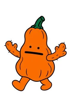 Cartoon Pumpkin Character Walking Stock Illustration