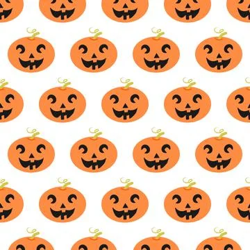 Cartoon pumpkin, Halloween, seamless pattern Stock Illustration