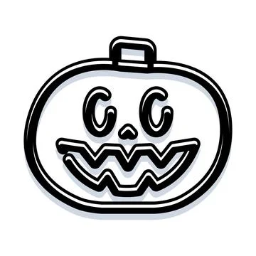 Cartoon pumpkin jack o lantern icon for halloween night Stock Illustration
