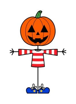 Cartoon Pumpkin Scarecrow Stock Illustration