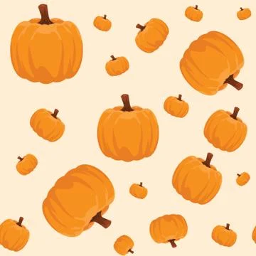 Cartoon pumpkin seamless pattern for your texture design. Halloween background Stock Illustration