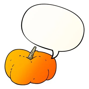 Cartoon pumpkin squash and speech bubble in smooth gradient style Illustrazione stock