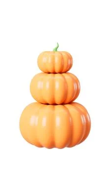 Cartoon pumpkins on the orange background, 3d rendering. Stock Illustration