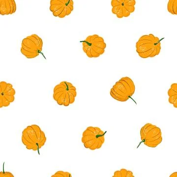 Cartoon pumpkins seamless pattern. Pumpkin from different sides background, For Stock Illustration