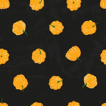 Cartoon pumpkins seamless pattern. Pumpkin from different sides background, For Stock Illustration