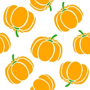 Cartoon pumpkins on a white background. Simple vector background Cute autum.. Stock Illustration