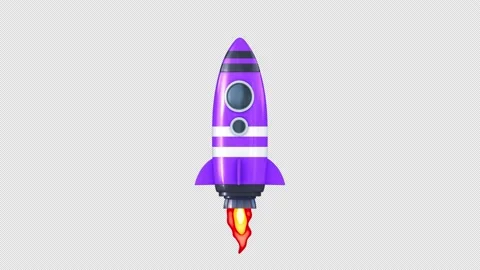 Cartoon Purple Space Rocket Stock Footage 152740445