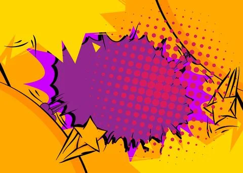 Cartoon purple yellow background, comic book backdrop. Retro vector comics .. Stock Illustration