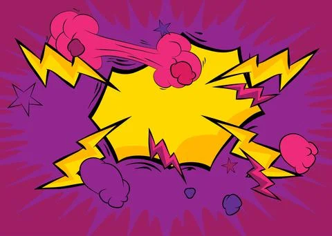 Cartoon purple yellow background, comic book backdrop. Retro vector comics .. Stock Illustration